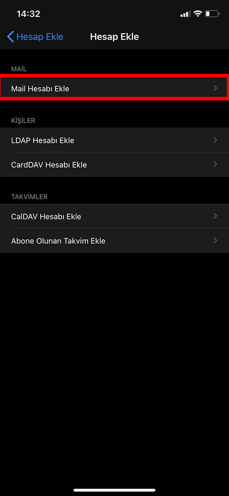 iPhone Mail Hesabı Ekle